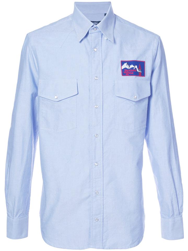 Gitman Vintage - Logo Embroidered Shirt - Men - Cotton - Xl, Blue, Cotton