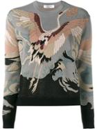 Valentino Heron Intarsia Jumper, Women's, Size: Medium, Grey, Viscose/polyester/metallic Fibre