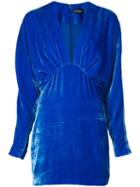 Cushnie Velvet Bat Wing Dress - Blue
