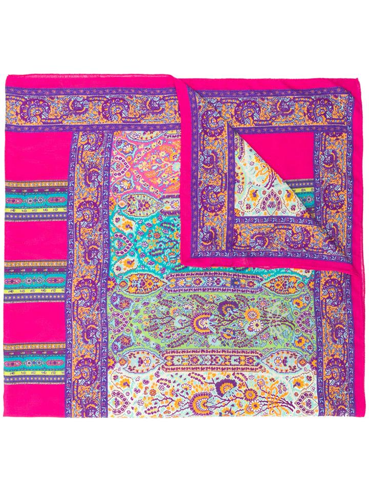 Etro Micro Floral Print Scarf - Pink & Purple
