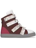 Myswear Bond Hi-top Sneakers, Women's, Size: 39, Red, Nappa Leather/python Skin/suede/rubber