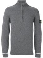 Stone Island Zip Up Roll Neck Jumper - Grey