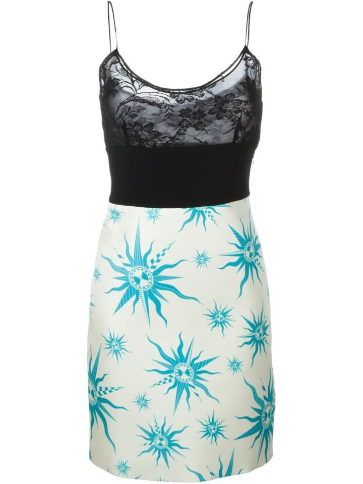 Fausto Puglisi Floral Lace Panel Cami Dress, Women's, Size: 42, Black, Silk/cotton/viscose