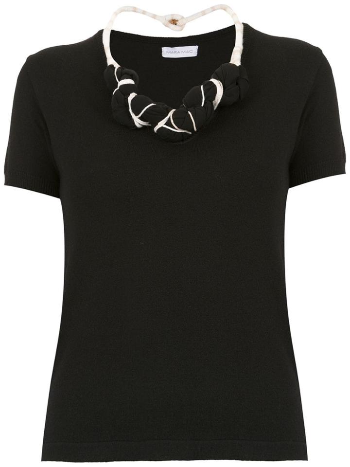 Mara Mac Necklace Knit Blouse - Black