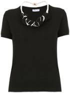 Mara Mac Necklace Knit Blouse - Black