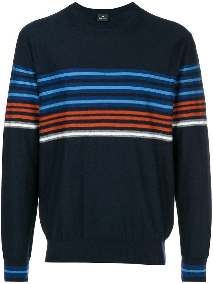 Ps Paul Smith Stripe Detail Sweater - Blue