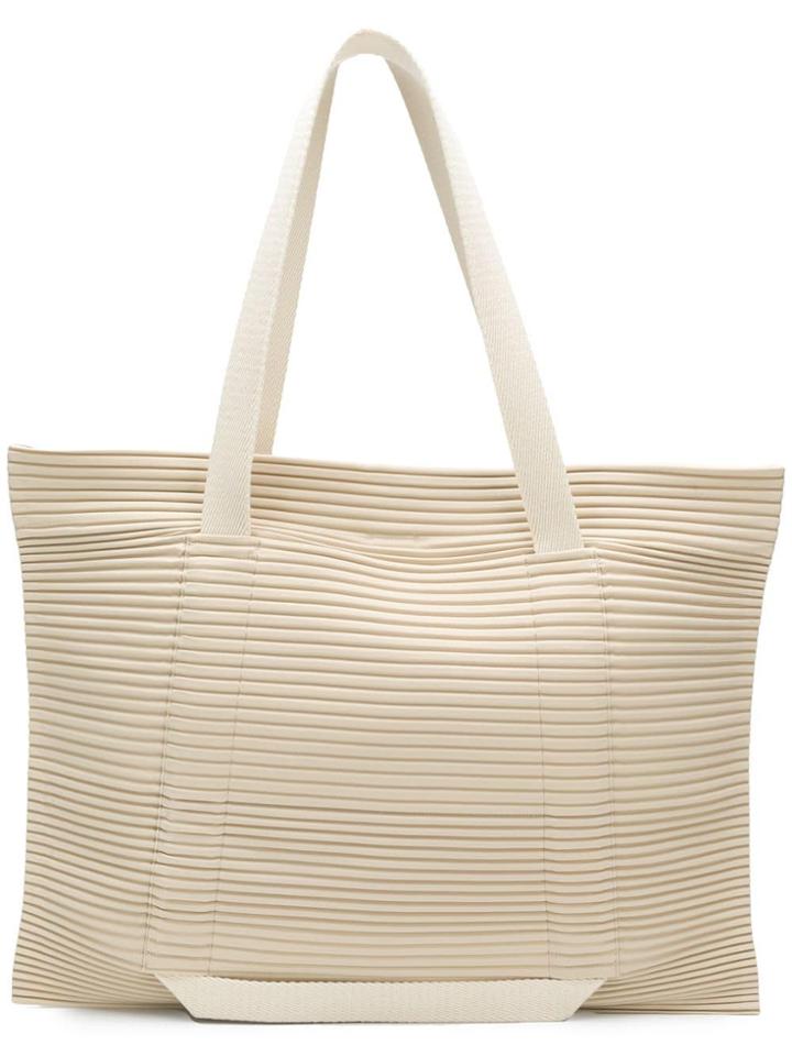 Homme Plissé Issey Miyake Pleated Shopper Tote - Nude & Neutrals