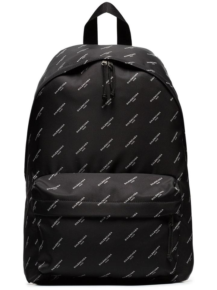 Balenciaga Black Diagonal Logo Print Backpack