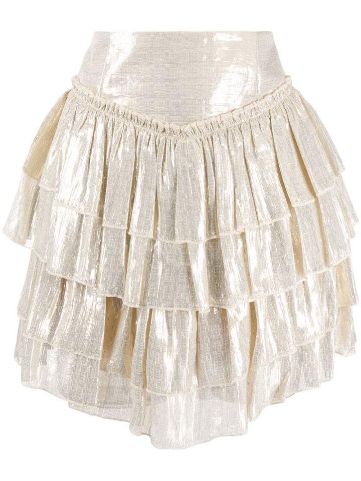 Alice Mccall High-waisted Tiered Skirt - Gold