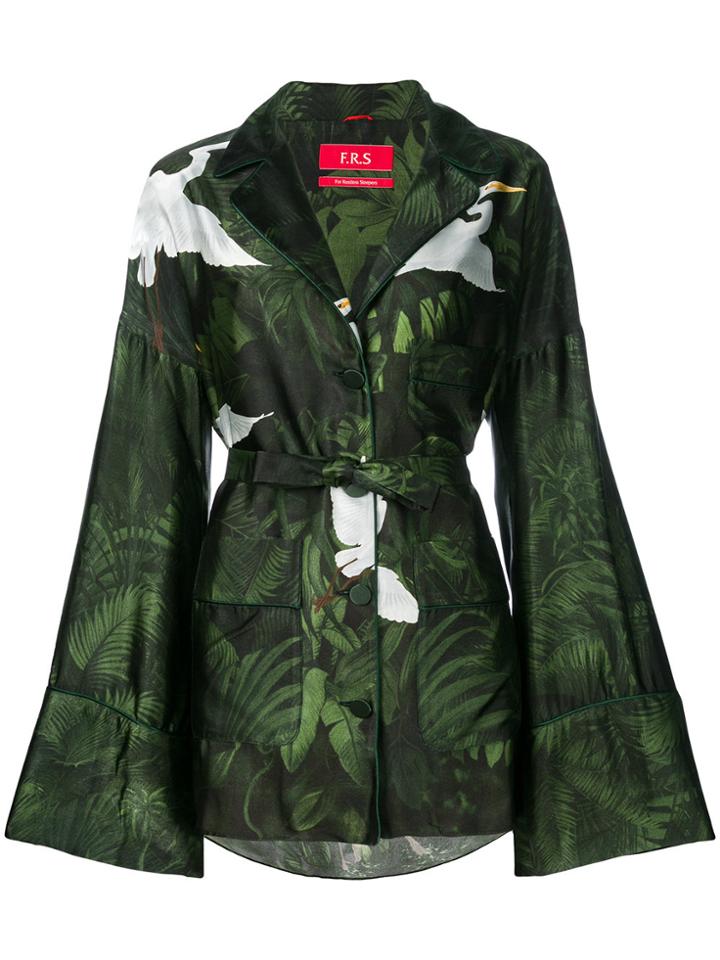 F.r.s For Restless Sleepers Tie Waist Patterned Shirt - Green