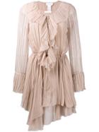 Chloé Frilled Asymmetric Dress - Pink & Purple