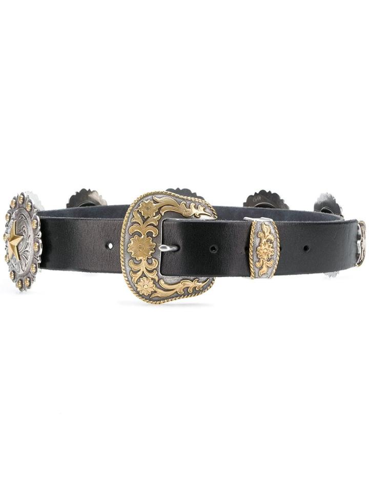 Jessie Western Carved Buckle Belt - Black