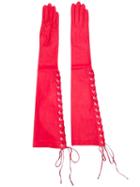 Unravel Project Long Lace-up Gloves - Red
