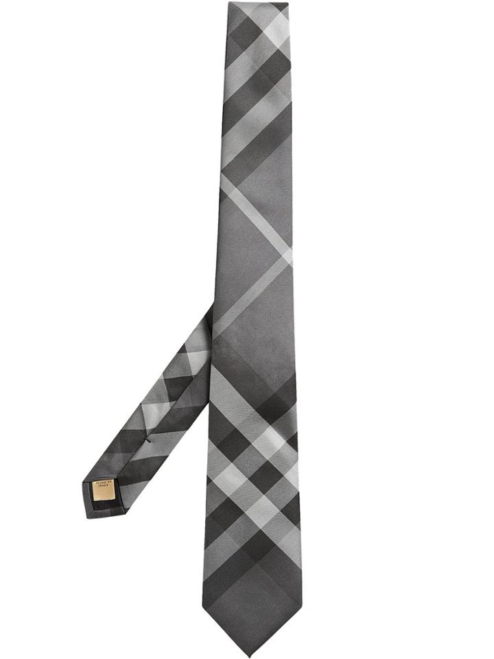 Burberry Check Twill Tie - Grey
