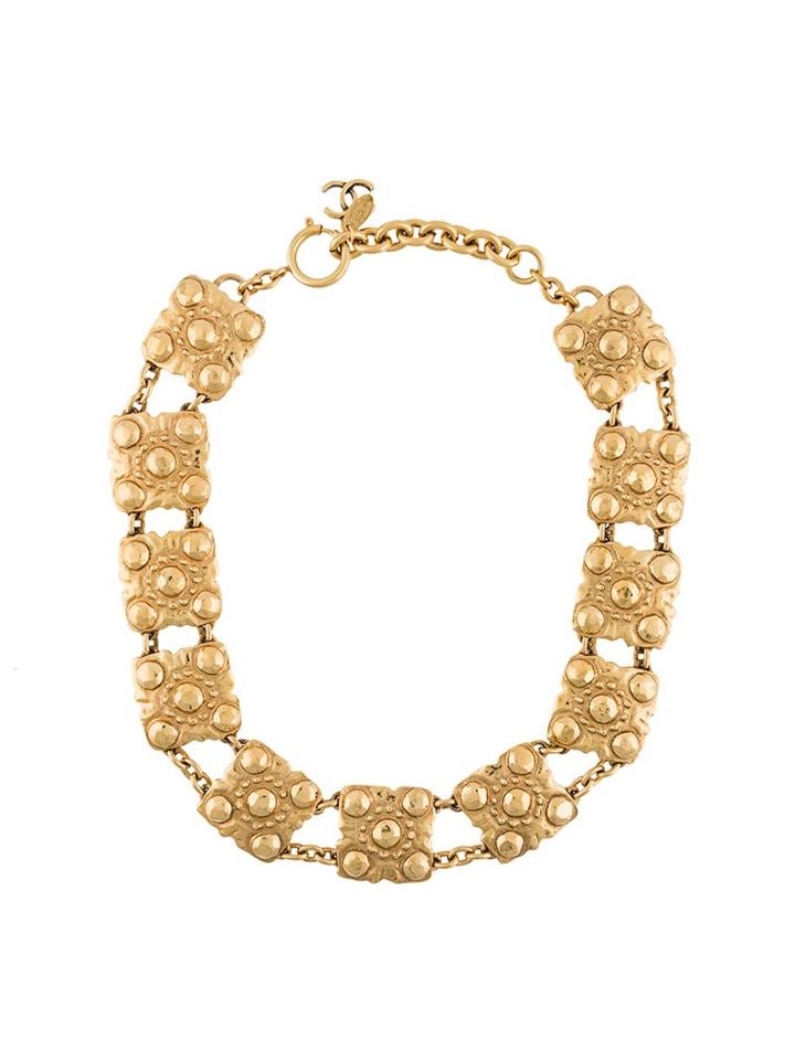 Chanel Vintage Waffle Choker, Women's, Metallic