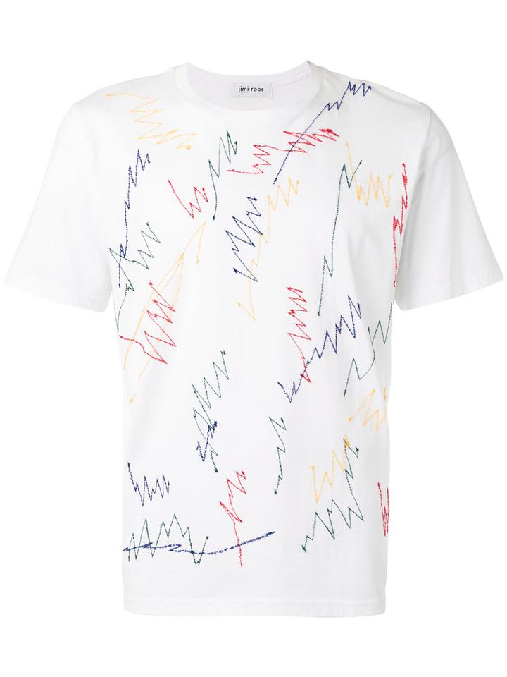 Jimi Roos Embroidered Scribble T-shirt, Men's, Size: Small, White, Cotton