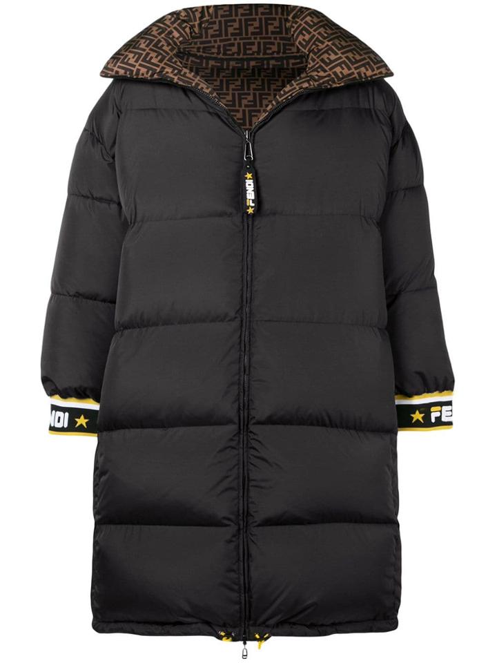 Fendi Ff Oversized Padded Coat - Black