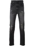 R13 Ripped Slim-fit Jeans, Men's, Size: 34, Black, Cotton/spandex/elastane/polyester