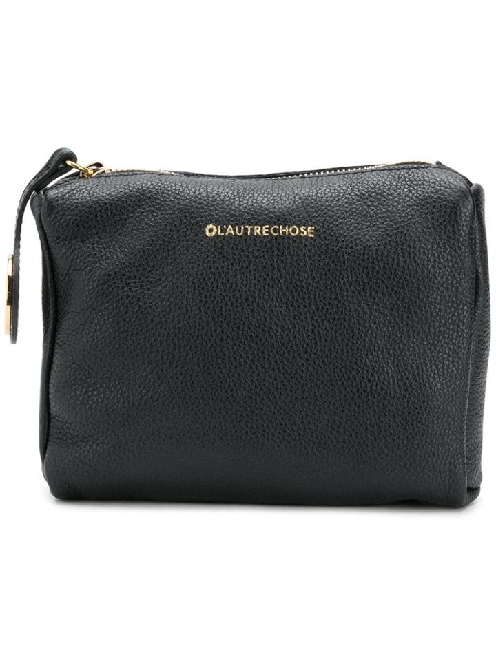 L'autre Chose Logo Print Makeup Bag - Black