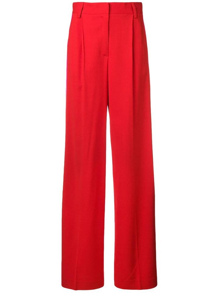 Msgm Side Stripe Wide-leg Trousers - Red