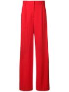 Msgm Side Stripe Wide-leg Trousers - Red