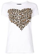 Twin-set - Leopard Heart Printed T-shirt - Women - Cotton/spandex/elastane - L, White, Cotton/spandex/elastane