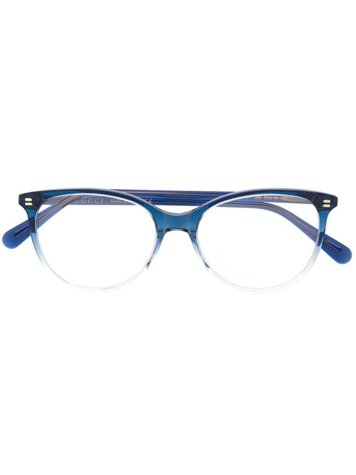Gucci Eyewear Gradient Effect Round Frame Glasses - Blue