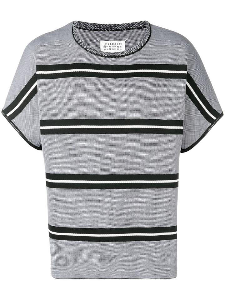 Maison Margiela Short-sleeve Striped Knitted Sweater - Grey