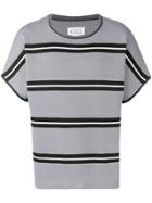Maison Margiela Short-sleeve Striped Knitted Sweater - Grey