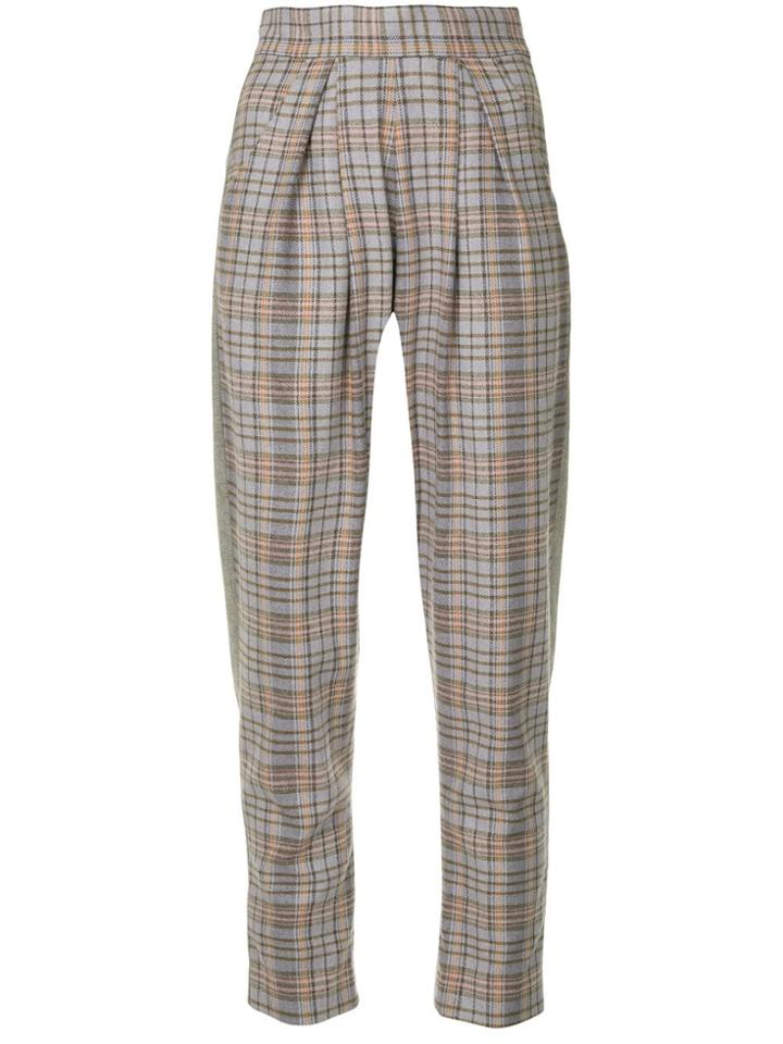 Anouki Check Tapered Trousers - Pink & Purple