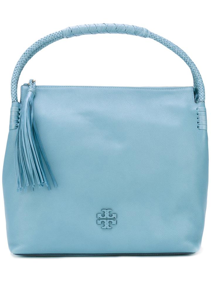 Tory Burch - Tassel Top Handle Shoulder Bag - Women - Leather - One Size, Blue, Leather
