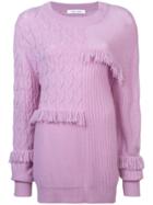 Prabal Gurung Cashmere Fringed Sweater - Pink & Purple