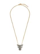Fendi Crystal Embellished F Necklace - F179a-burattato Gold +vint