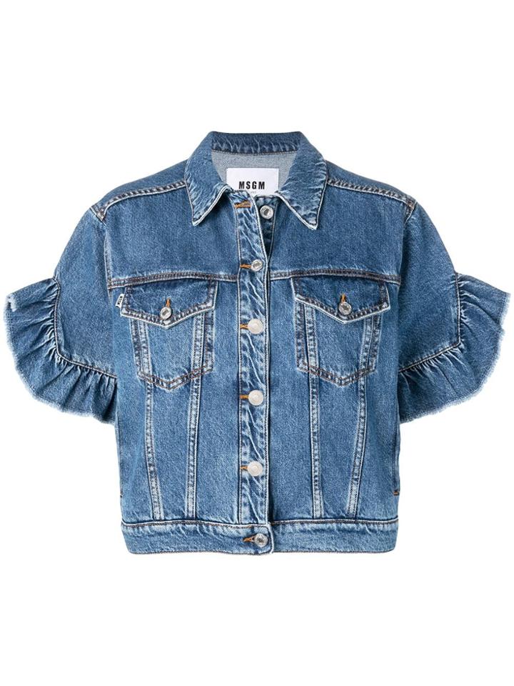 Msgm Short Sleeved Denim Jacket - Blue