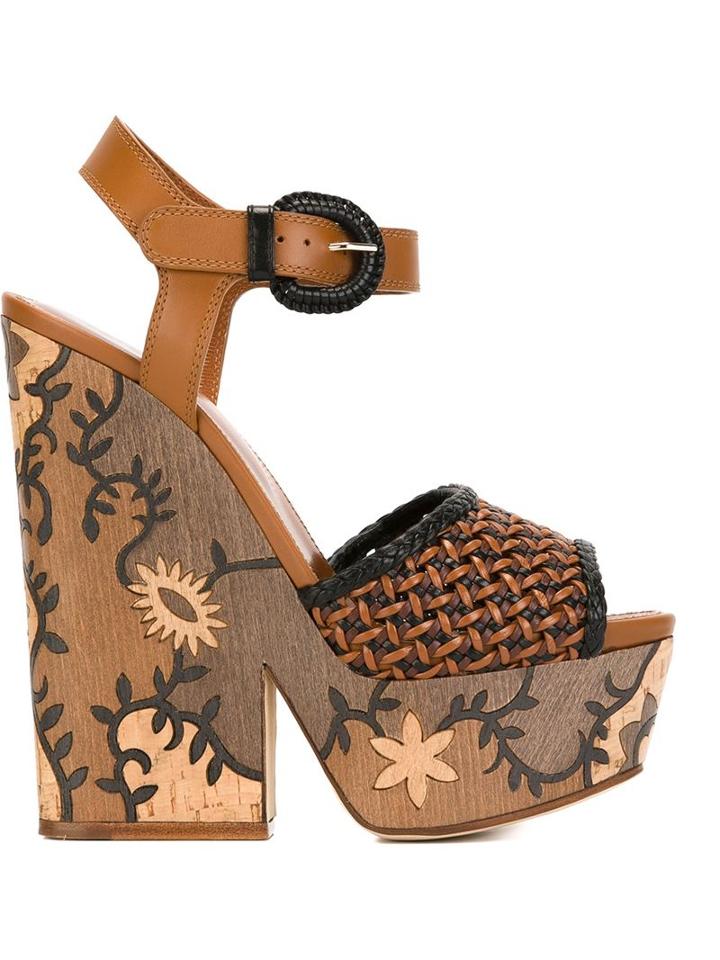 Sergio Rossi Wooden Wedge Sandals