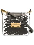 Lanvin Jiji Sketch Print Shoulder Bag, Women's, Black, Calf Leather/polyester/cotton