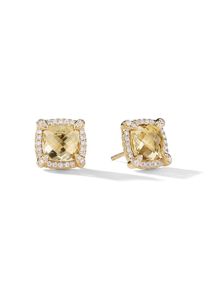 David Yurman 18kt Yellow Gold Châtelaine Citrine And Diamond Stud