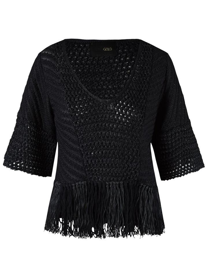 Andrea Bogosian V-neck Knit Blouse, Women's, Size: G, Blue, Cotton/viscose