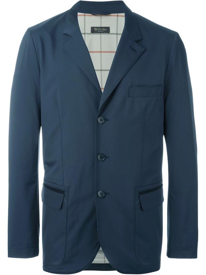 Loro Piana Flap Pocket Blazer, Men's, Size: M, Blue, Polyamide/polyurethane/polyester