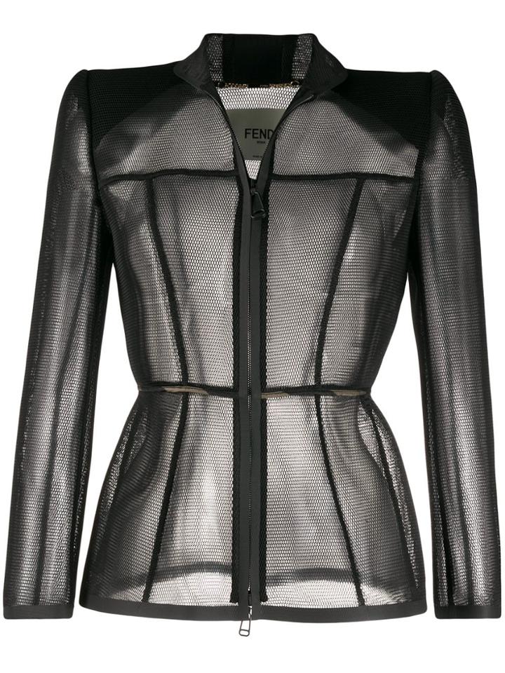 Fendi Mesh Fitted Jacket - Black