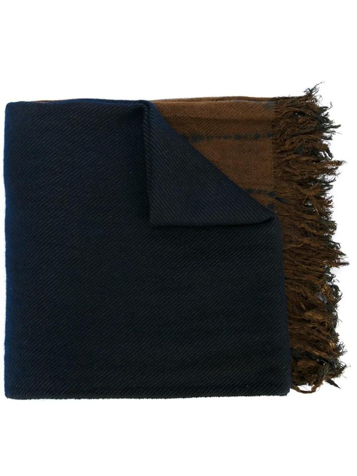 Suzusan Frayed Stripe Effect Scarf - Blue