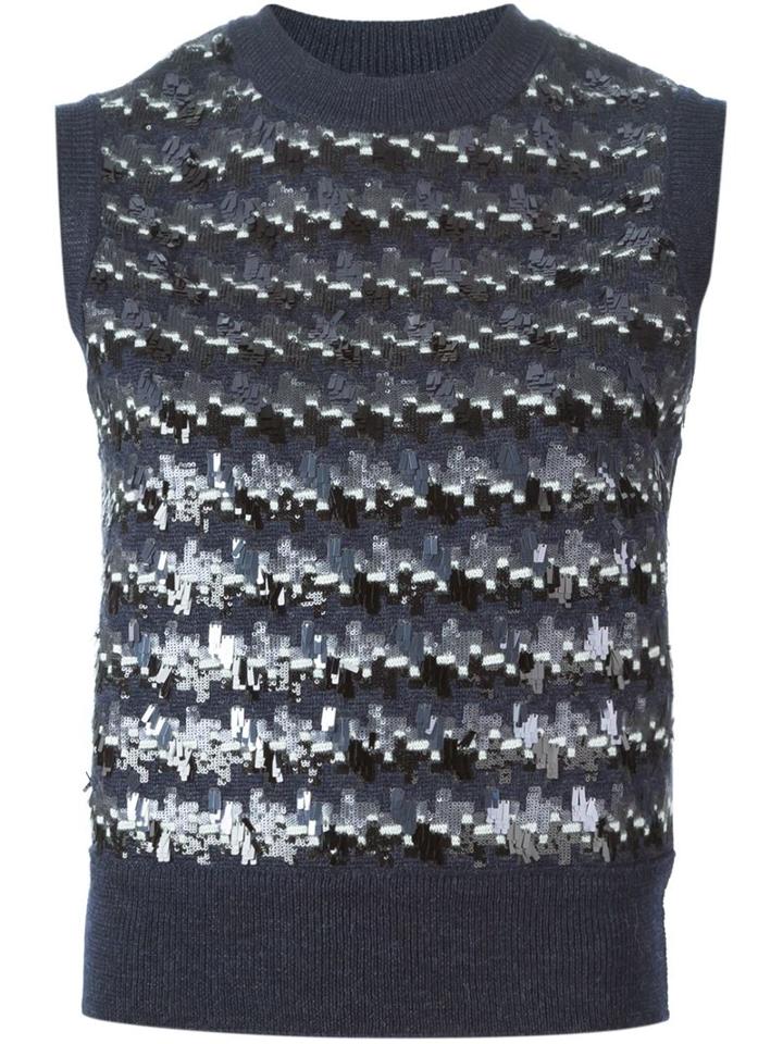 Marc Jacobs Intarsia Embellished Sweater, Women's, Size: Medium, Blue, Polyester/wool