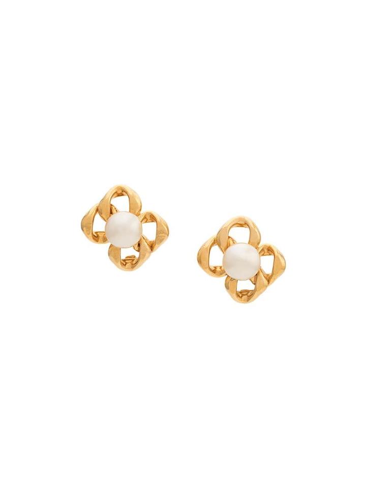 Rewind Vintage Affairs 1990's Pearl Embellished Earrings - Gold