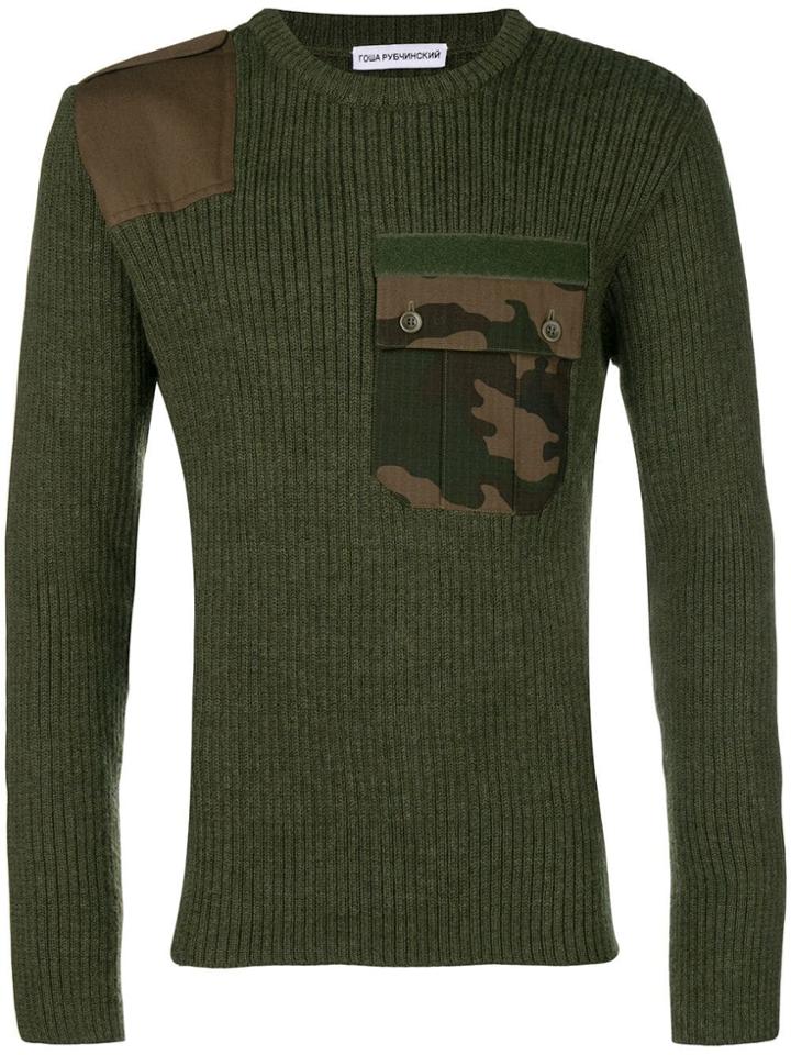Gosha Rubchinskiy Camo Pocket Ribbed Sweater - Green
