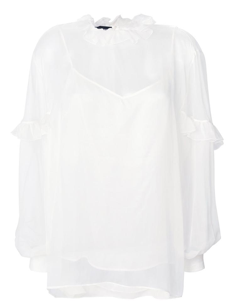 Rochas Sheer Frill-trim Blouse - White