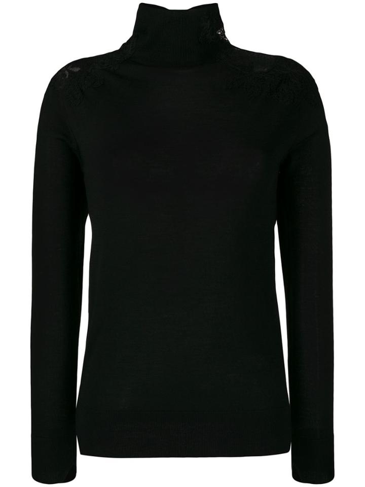 Ermanno Scervino Lace Panel Turtleneck Jumper - Black