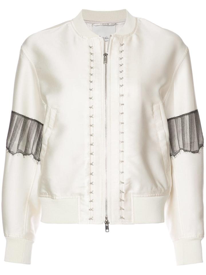 3.1 Phillip Lim Lace Insert Bomber Jacket - White