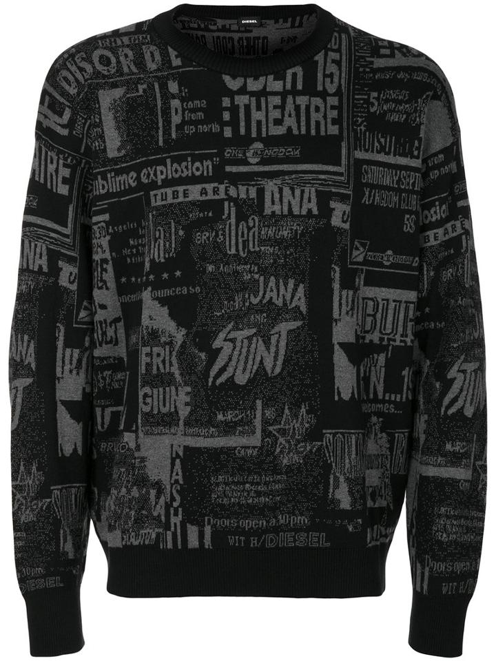 Diesel - Printed Sweatshirt - Men - Cotton - Xl, Black, Cotton