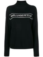 Karl Lagerfeld Mock Neck Logo Jumper - Black