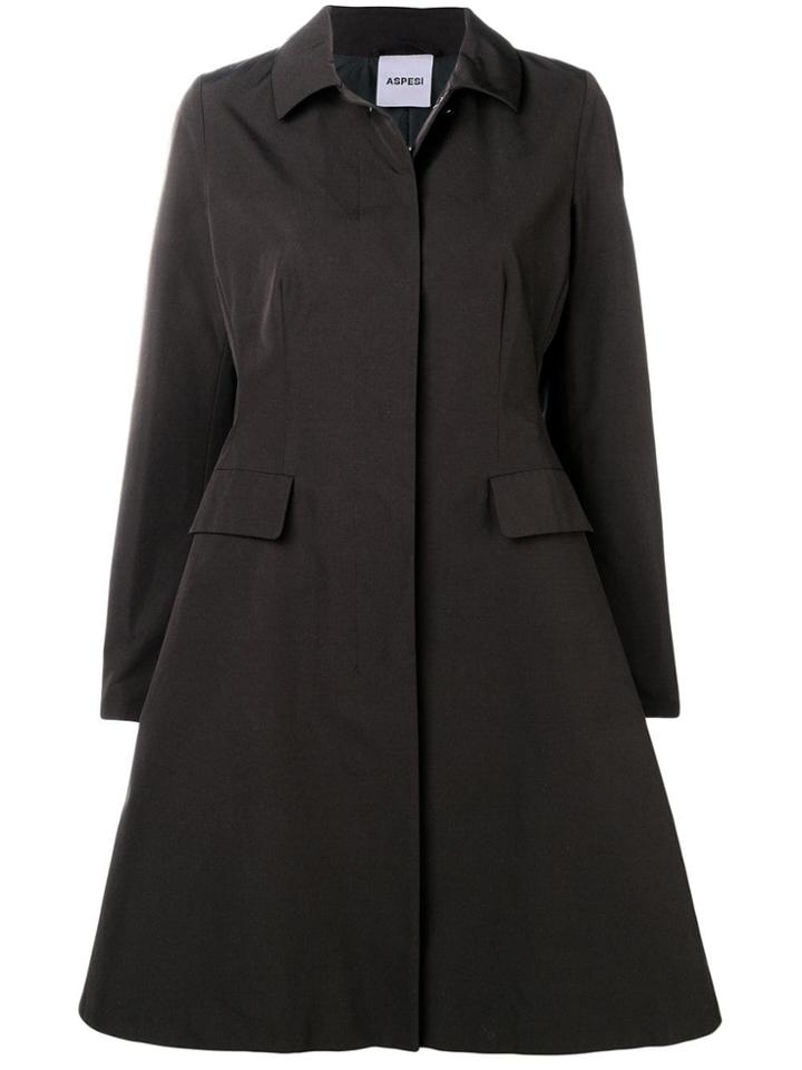 Aspesi Button Flared Coat - Black